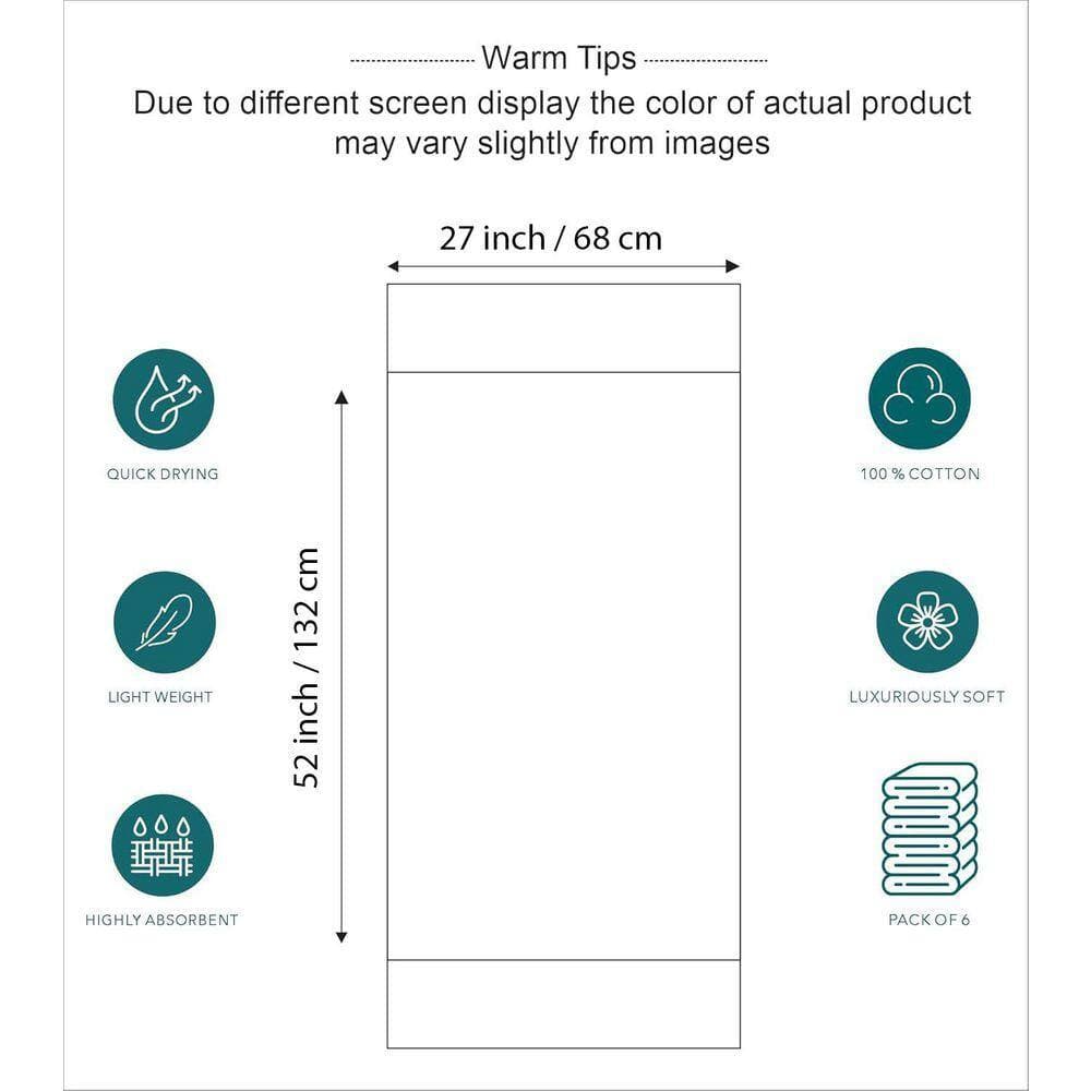 J&V TEXTILES 6-Piece Charcoal Cotton Bath Towel Set (3)