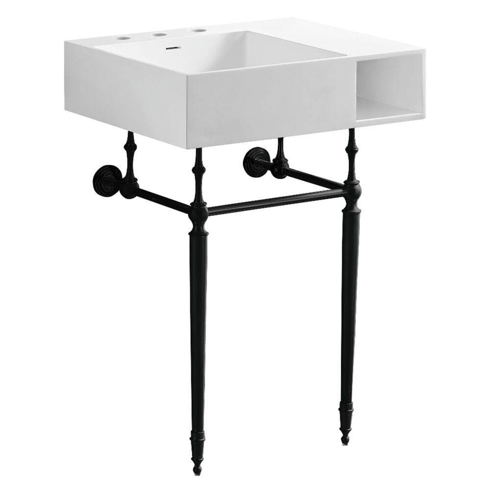 Kingston Brass Aurelius 24.5 in. x 20.88 in. Console Sink in Matte White Solid Surface with Legs (1)