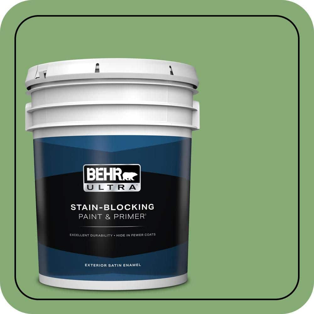 BEHR ULTRA 5 gal. #440D-5 Pesto Satin Enamel Exterior Paint & Primer