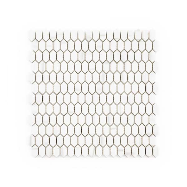 Jeffrey Court Serenity Dolomite 11.125 in. x 11.875 in. Elongated Hex Matte White/Grey Glass Mosaic Wall/Floor Tile (0.917 SF/Each) (2)