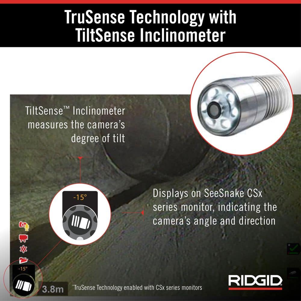 RIDGID SeeSnake Standard Inspection Sewer Camera Reel Plus TruSense Technology CS12x Monitor and ST-305 Line Transmitter Bundle (3)