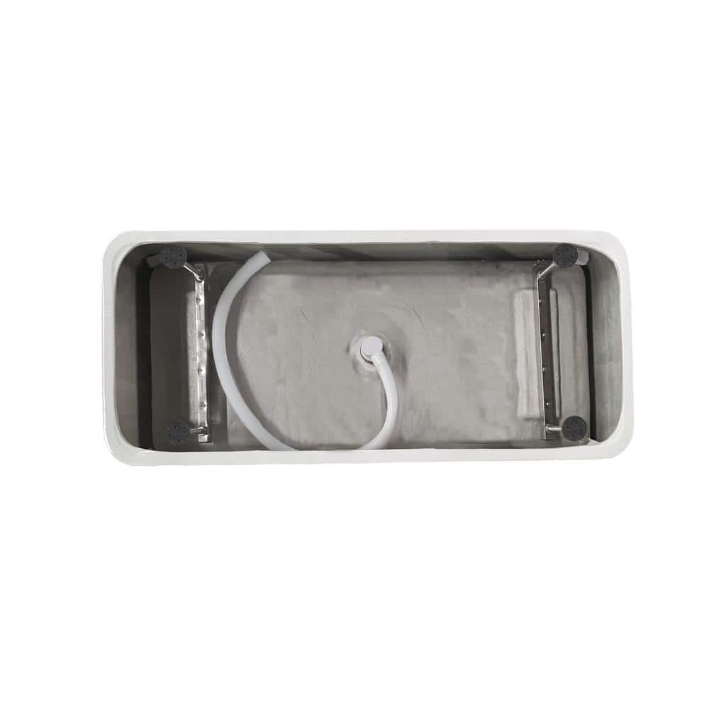 Unbranded Timeless Home 59 in. x 29.5 in. Soaking Bathtub with Center Drain in Glossy White with Brushed Gold Trim (3)