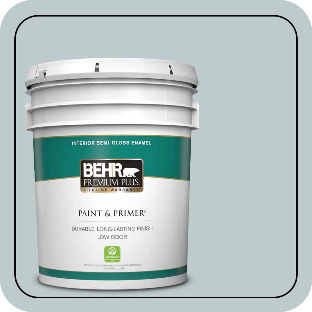 BEHR PREMIUM PLUS 5 gal. #N440-2 Urban Raincoat Semi-Gloss Enamel Low Odor Interior Paint & Primer