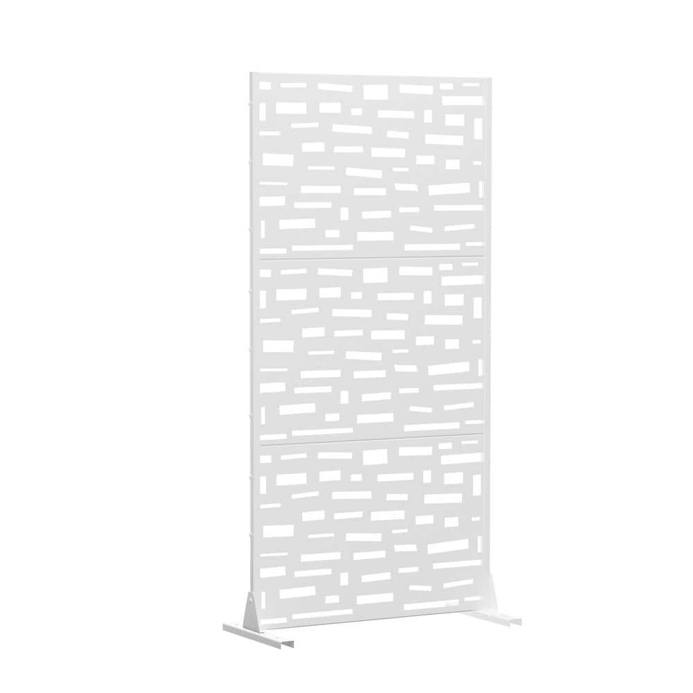 Dovelina 72 in. Gerald Metal Outdoor Garden Fence Privacy Screen Garden Screen Panels in White (1)