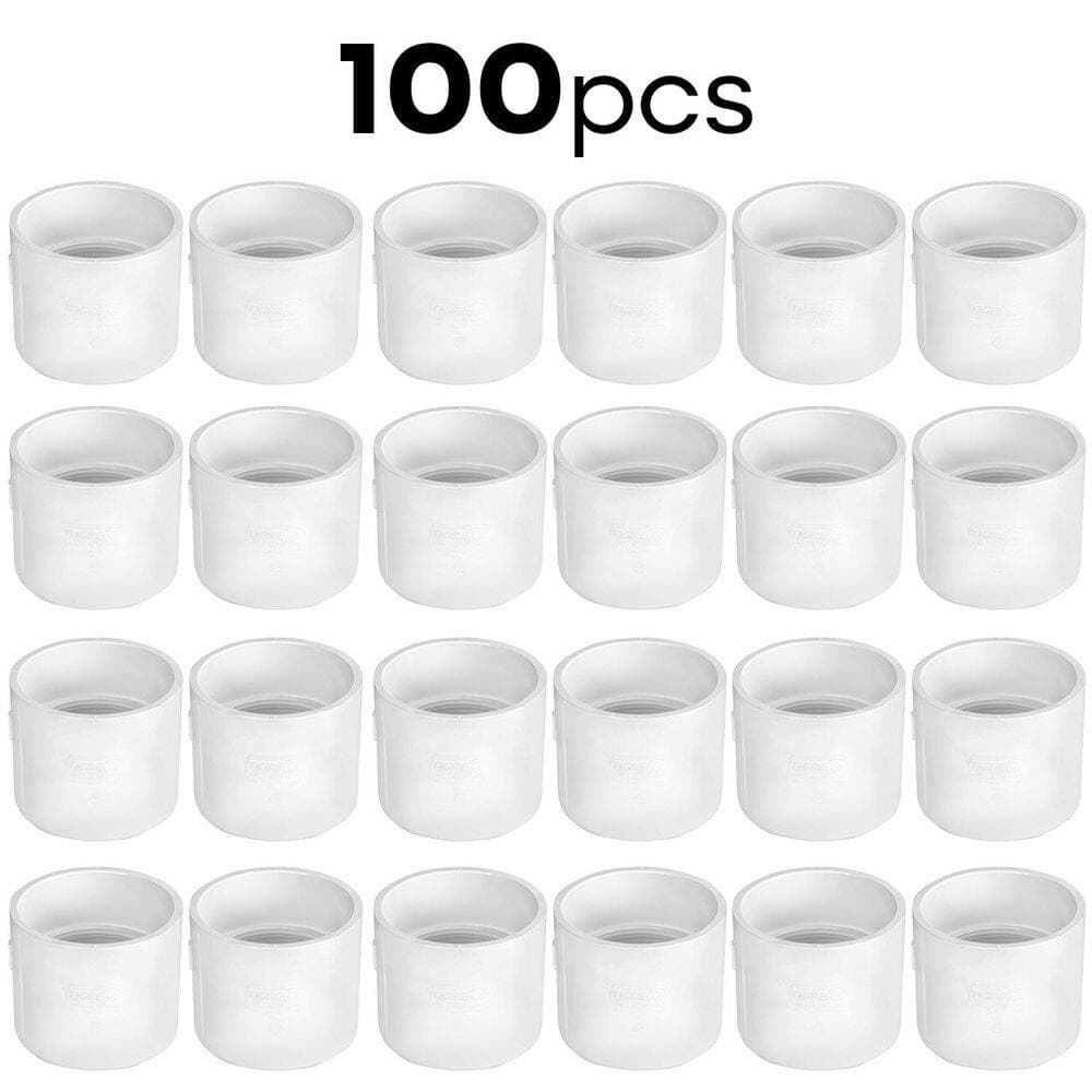 PLUMBFLEX 2 in. White Rigid PVC DWV Coupling, 0.19 ft. Long, Hub x Hub Drain, Waste and Vent Fitting, Schedule 40 (100-Pack) (1)