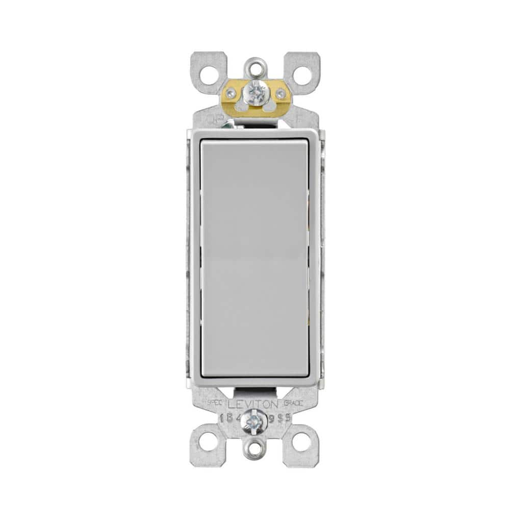 Leviton Decora 15 Amp Single-Pole Ac Quiet Rocker Switch, Light Gray 5601-2LG