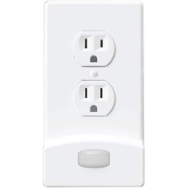 GLOCOVER Motion-Activated 1-Gang White Duplex Outlet Plastic Nightlight Wall Plate (2)