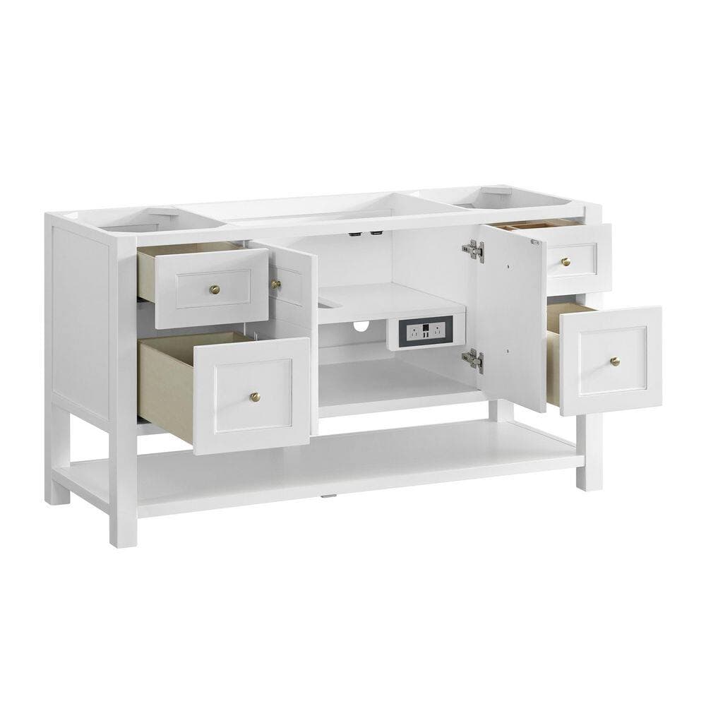 James Martin Vanities Breckenridge 59.9 in. W x 23.5 in. D x 33.0 in. H Single Bath Vanity Cabinet Without Top in Bright White (3)