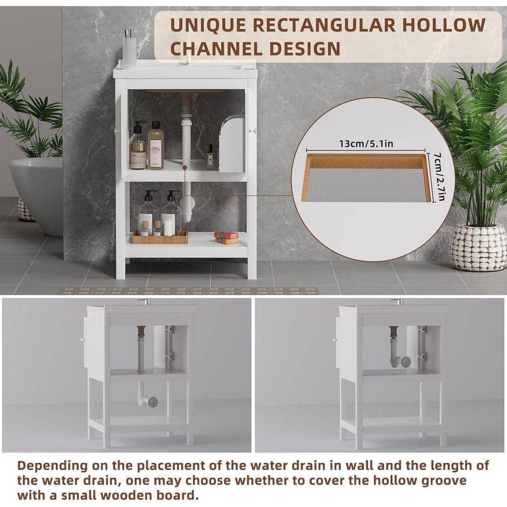 Whatseaso 23.6 in. Freestanding Console Sink Basin in White Vitreous China (2)