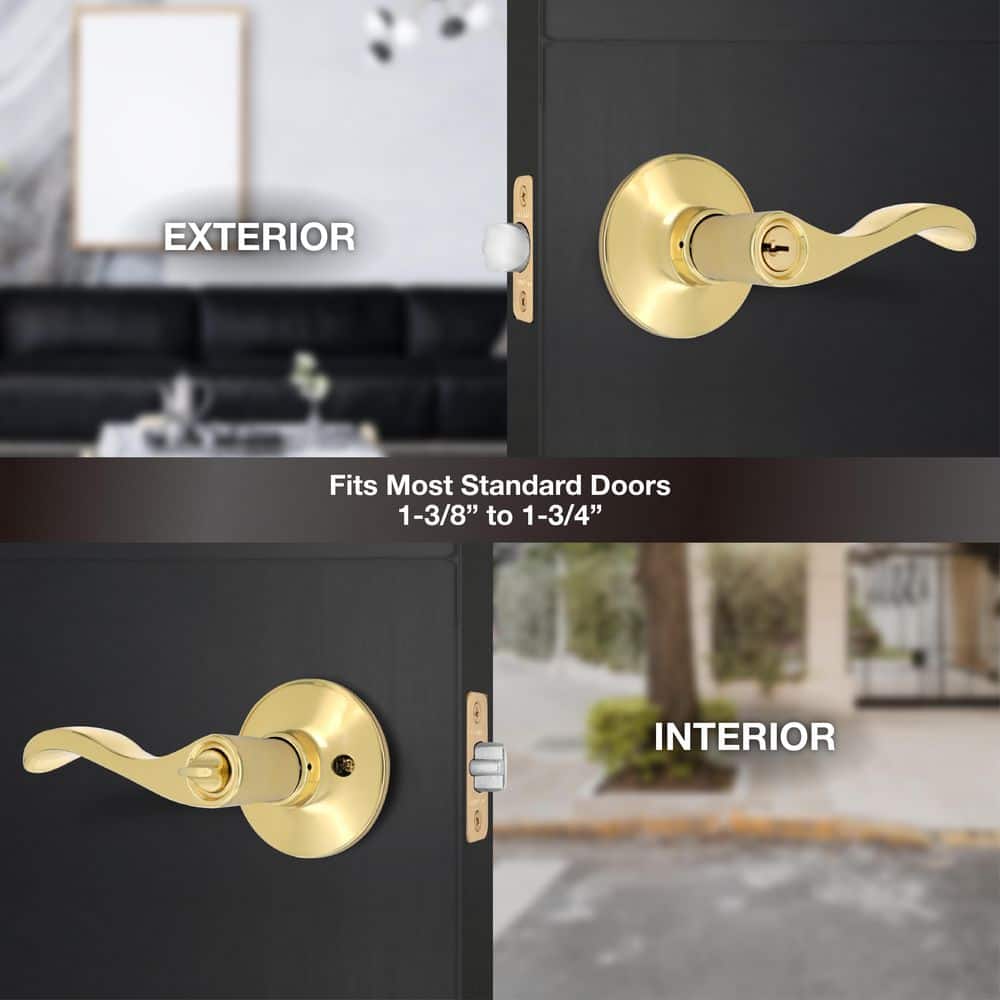 Defiant Naples Polished Brass Bed/Bath Door Handle (4)