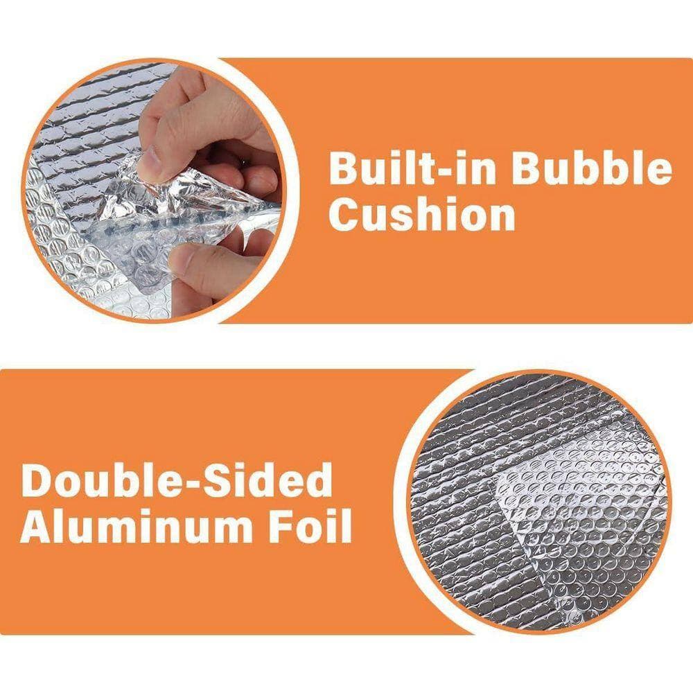 KIWDZFU 23.6 in. x 20 ft. Radiant Barrier Reflective Insulation Roll, Double-Sided Aluminum Bubble Roll for RV Windows and Doors (3)