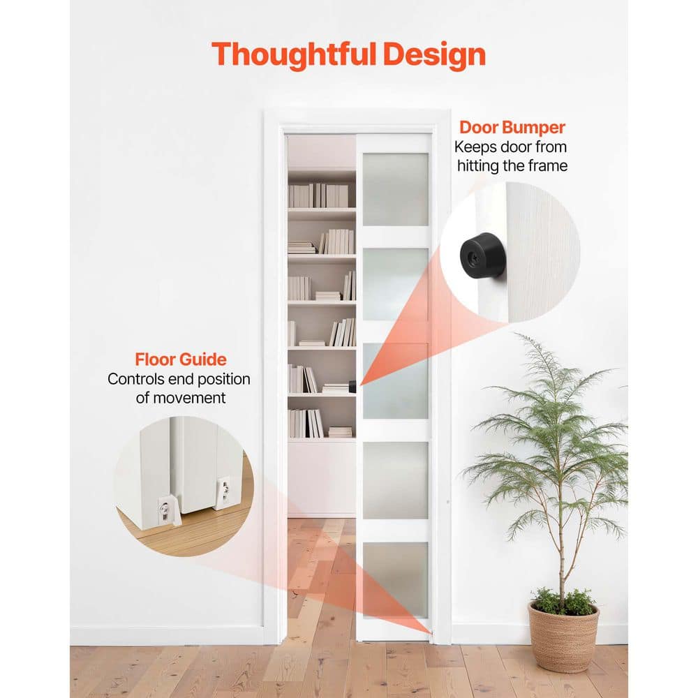 SKYSHALO Sliding Pocket Door Hardware Track Kit, 44. 69in. Pocket Door Track Kit for Smooth and Quiet Sliding, Easy to Install (3)