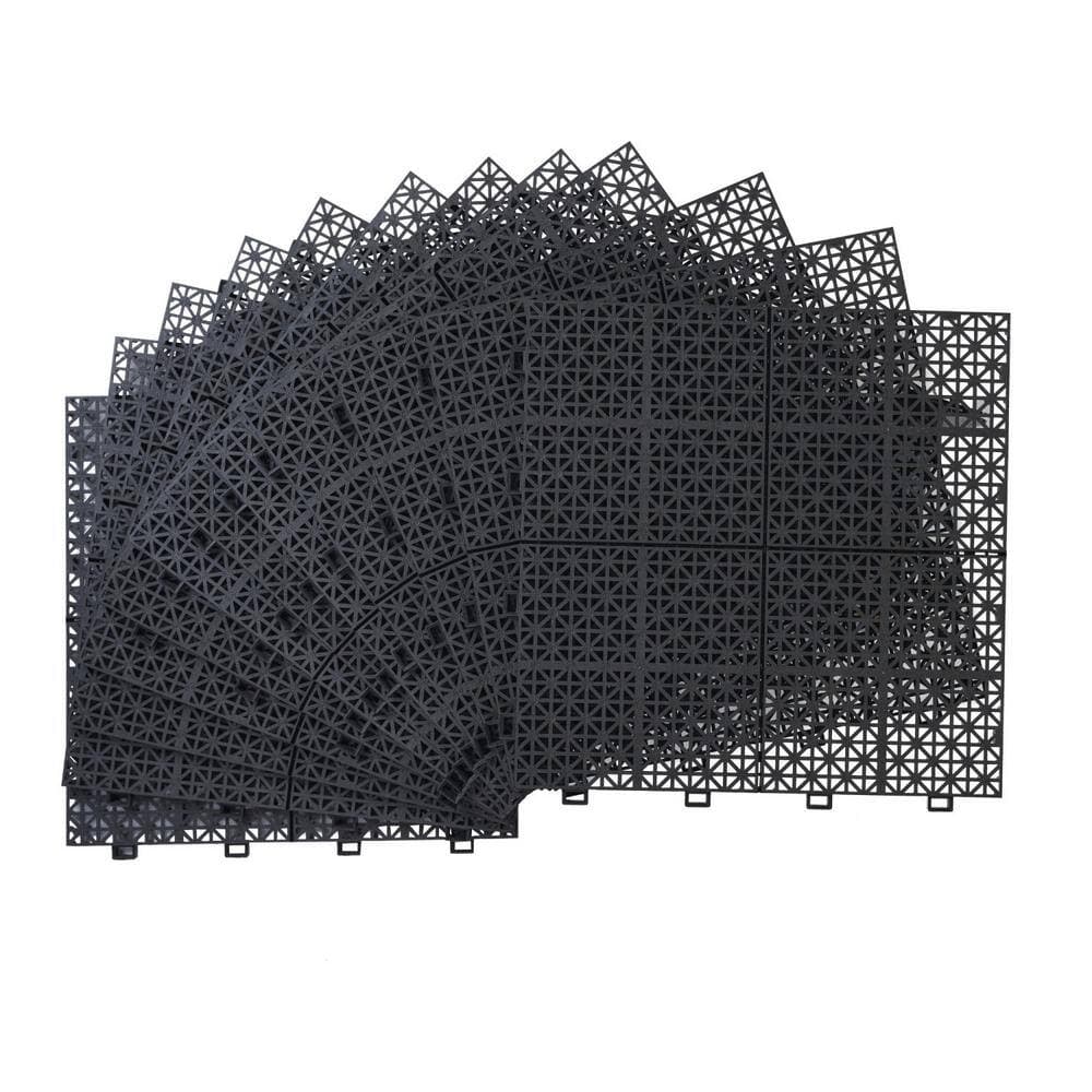 Tidoin Outdoor 1 ft. x 1 ft. Composite Deck Tile in Black (12 Per Box) (1)