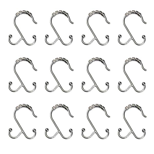 Zenna Home NeverRust Aluminum Double Roller Shower Hooks in Chrome (12-Pack)