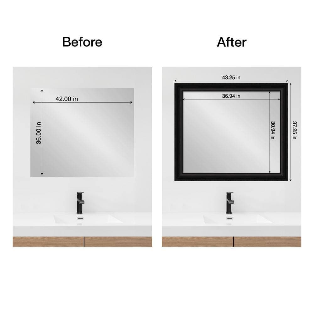 Amanti Art Mirror Makeover Parlor Black 43.25 in. W x 37.25 in. H Bathroom Mirror Frame Border Kit-Fits a 42 x 36 Mirror (2)
