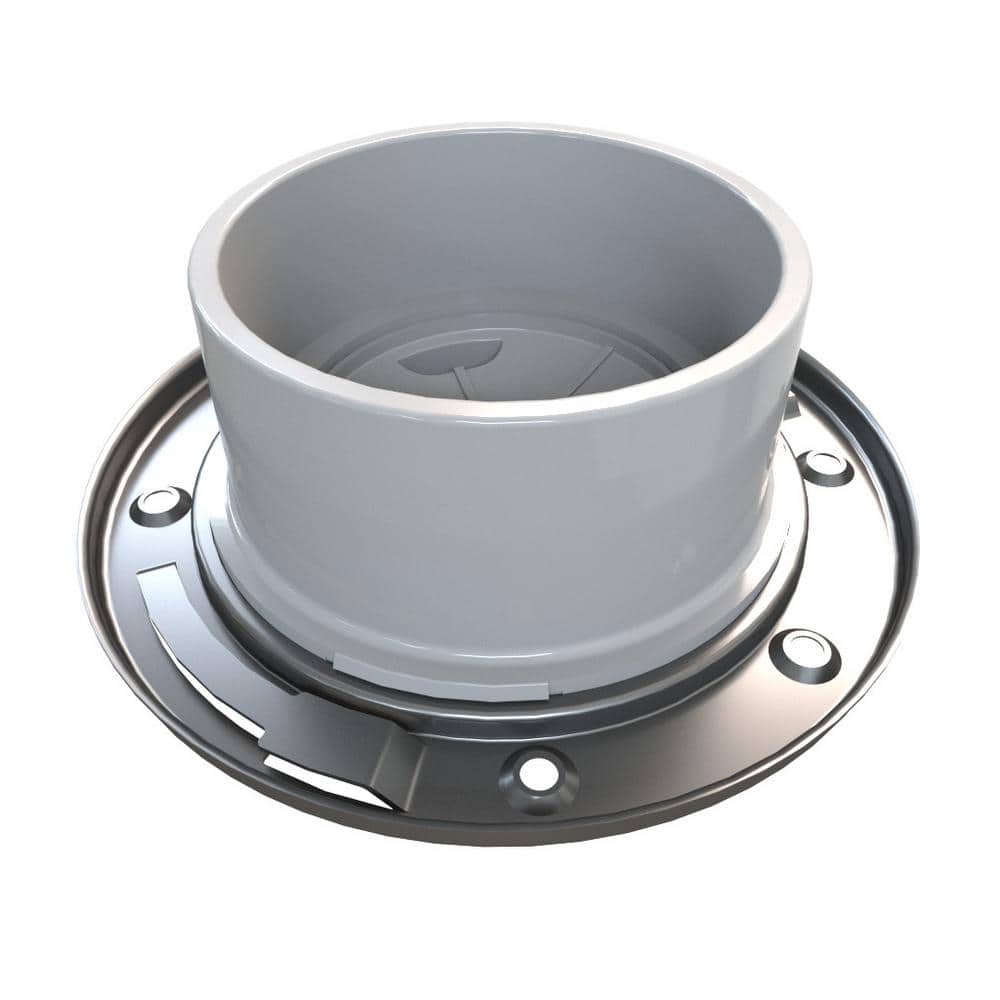 Oatey Fast Set 4 in. PVC Hub Spigot Toilet Flange with Test Cap and Stainless Steel Ring (3)