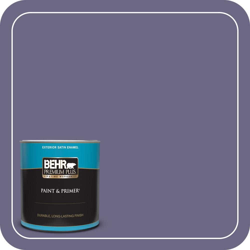 BEHR PREMIUM PLUS 1 qt. #PPU16-18 Hyacinth Arbor Satin Enamel Exterior Paint & Primer