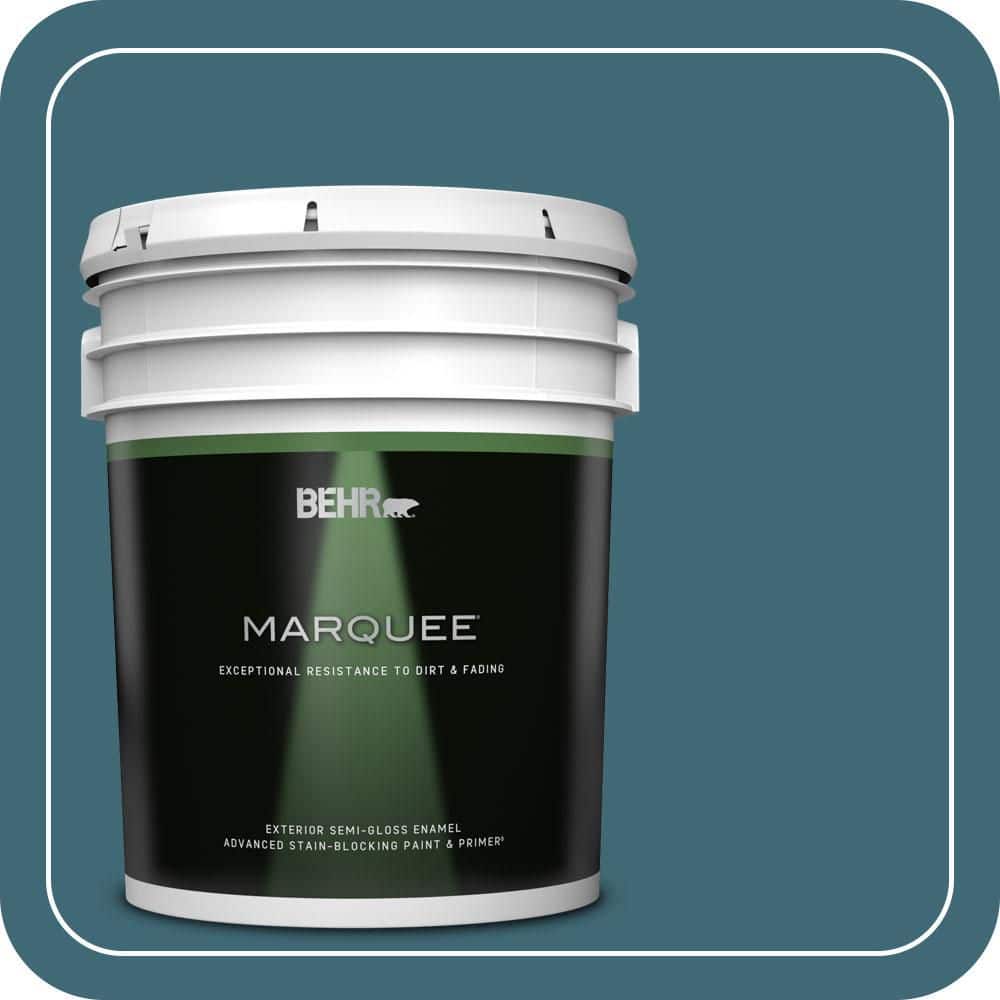 BEHR MARQUEE 5 gal. #PMD-45 Teal Mosaic Semi-Gloss Enamel Exterior Paint & Primer