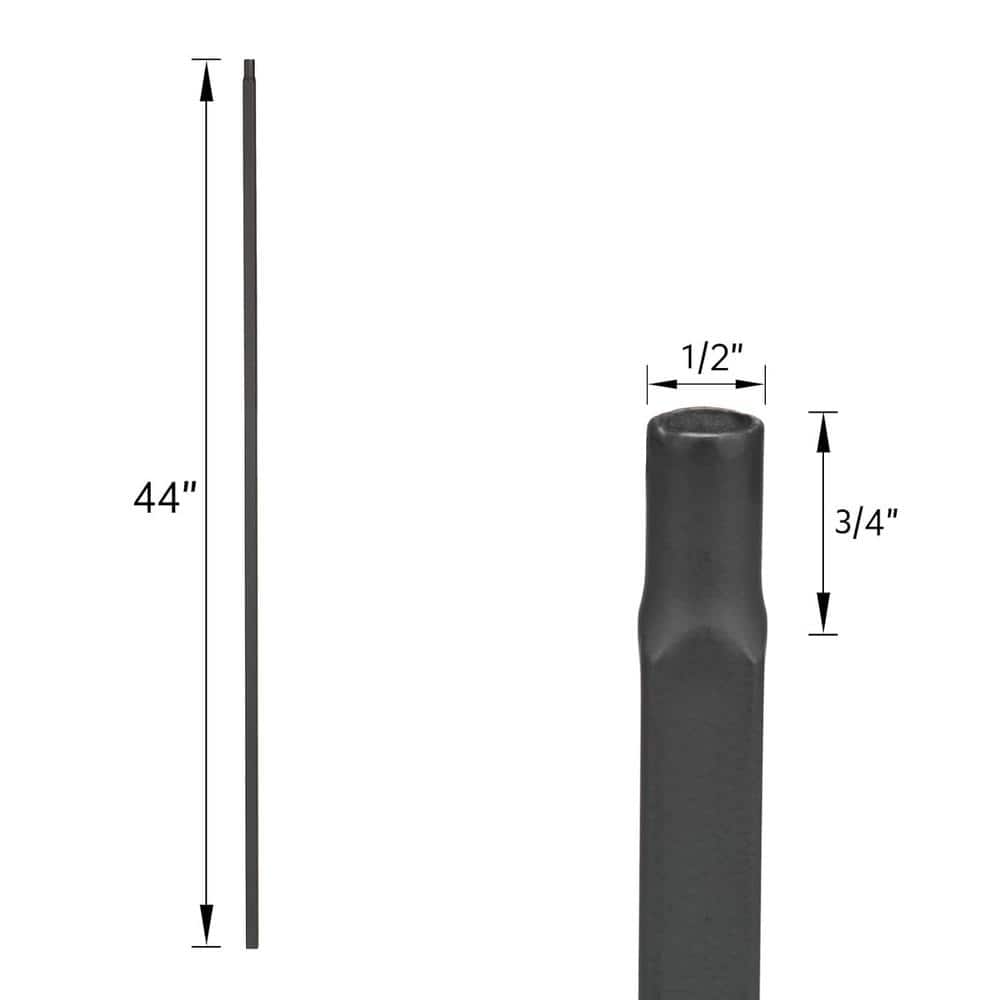 Afoxsos 44 in. x 1 in. Plain Iron Balusters and Swivel Shoes in Satin Black-(10-Pack) (2)