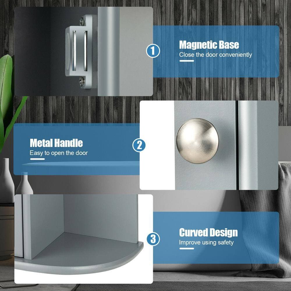 ANGELES HOME 23.5 in. W 6.5 in. D 28 in. H MDF Bathroom Single Door Shelves Storage Wall Cabinet with Mirror (3)