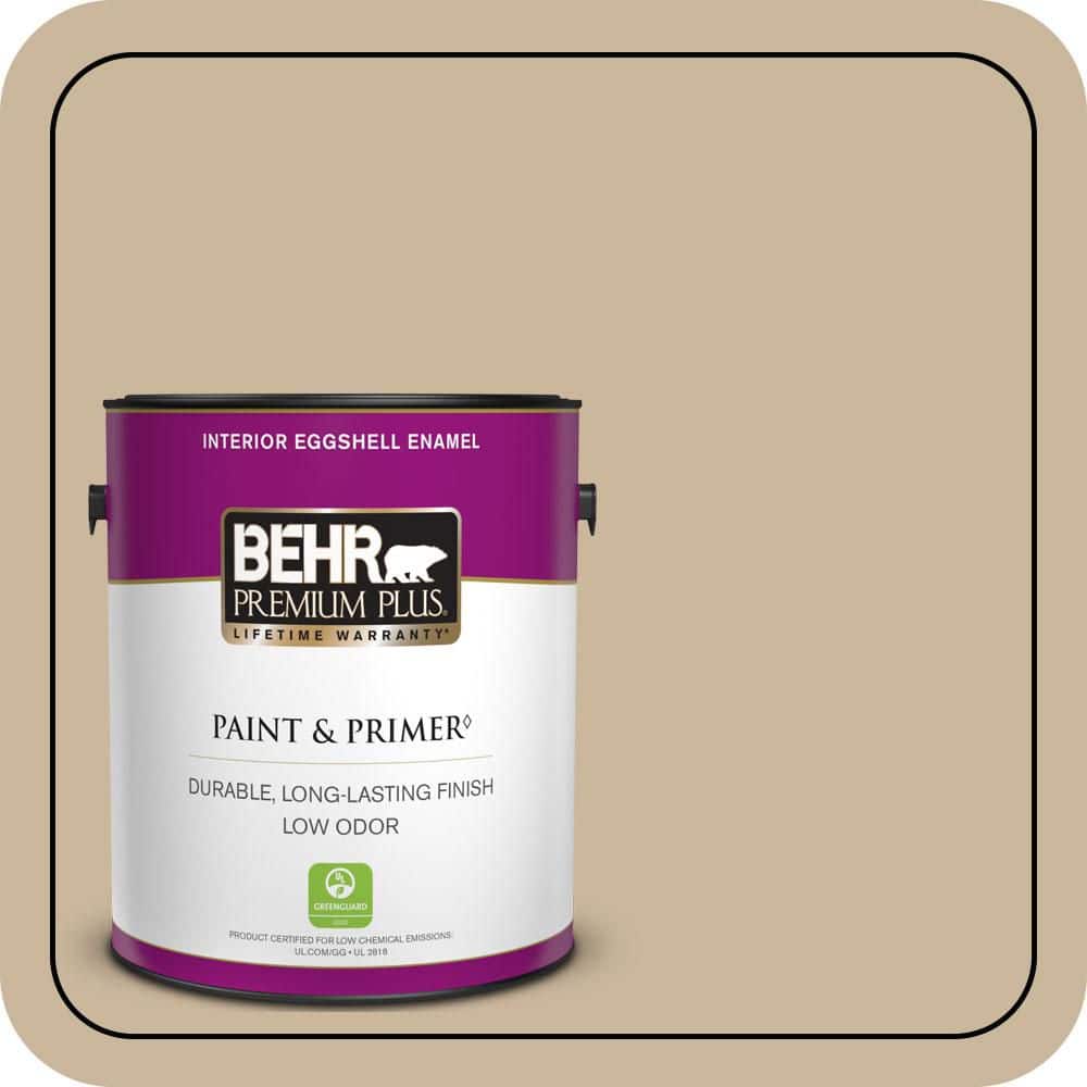 BEHR PREMIUM PLUS 1 gal. #MQ2-21 Elemental Tan Eggshell Enamel Low Odor Interior Paint & Primer