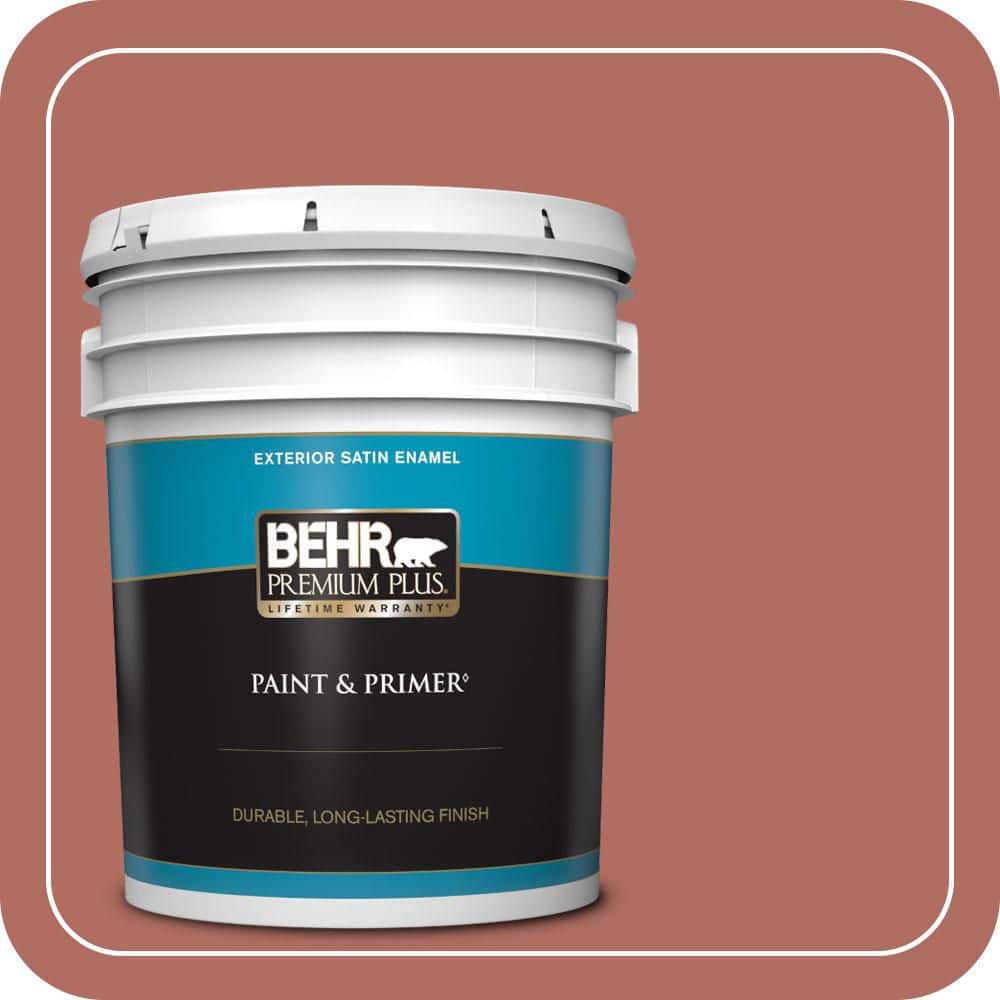 BEHR PREMIUM PLUS 5 gal. #MQ1-22 Scene Stealer Satin Enamel Exterior Paint & Primer