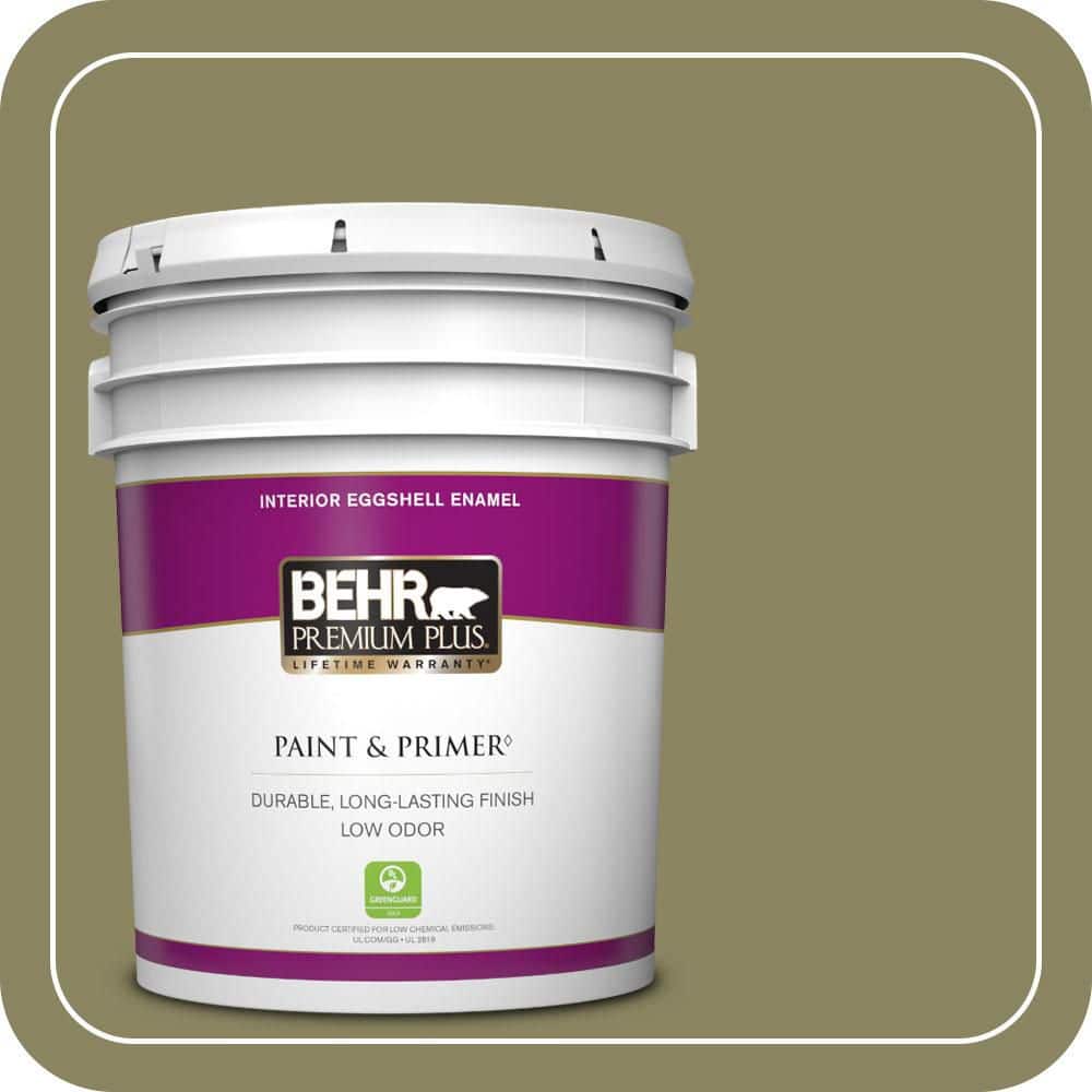 BEHR PREMIUM PLUS 5 gal. #S350-5 Green Scene Eggshell Enamel Low Odor Interior Paint & Primer