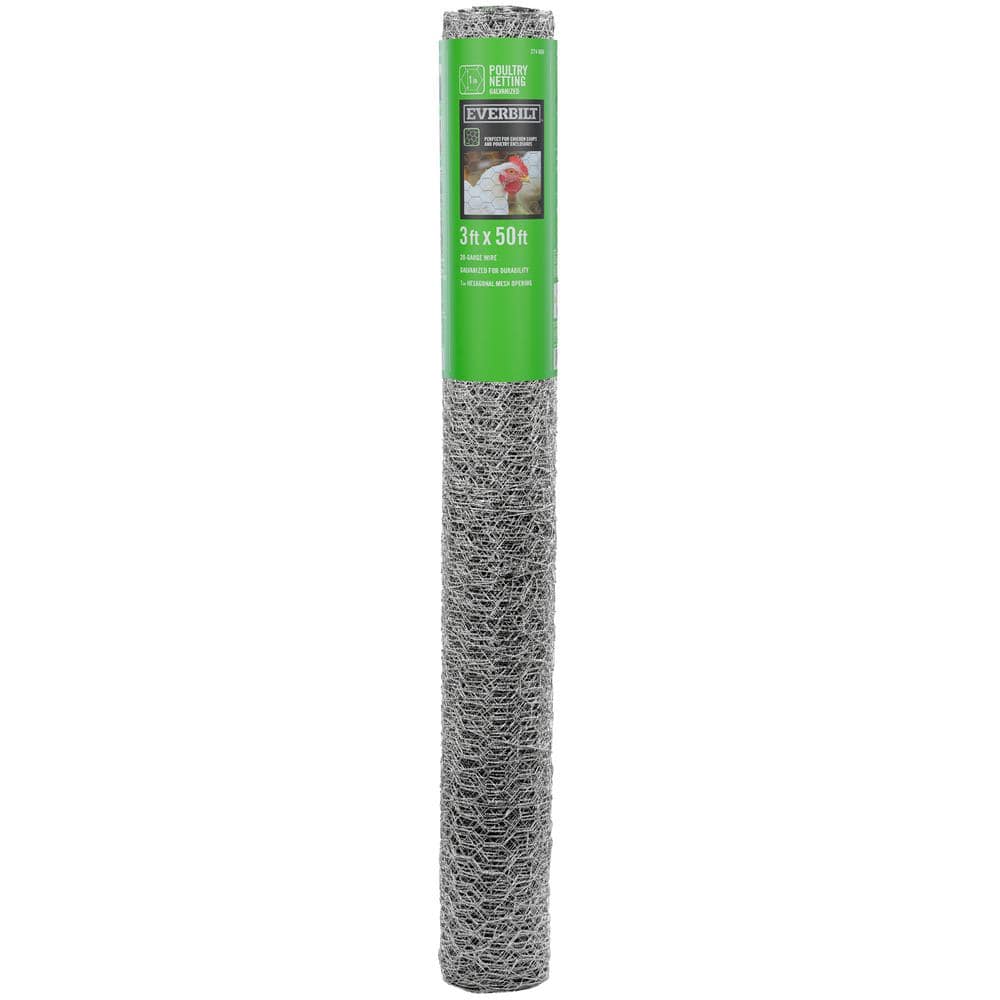 Everbilt 1 in. Mesh 3 ft. 20-Gauge Galvanized Steel Poultry Netting (4)