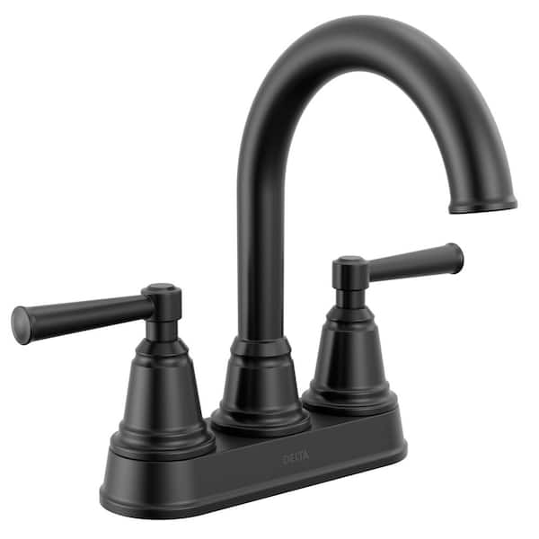 Delta Foundations Design Series Traditional 4 in. Centerset Double Handle Bathroom Sink Faucet in Matte Black
