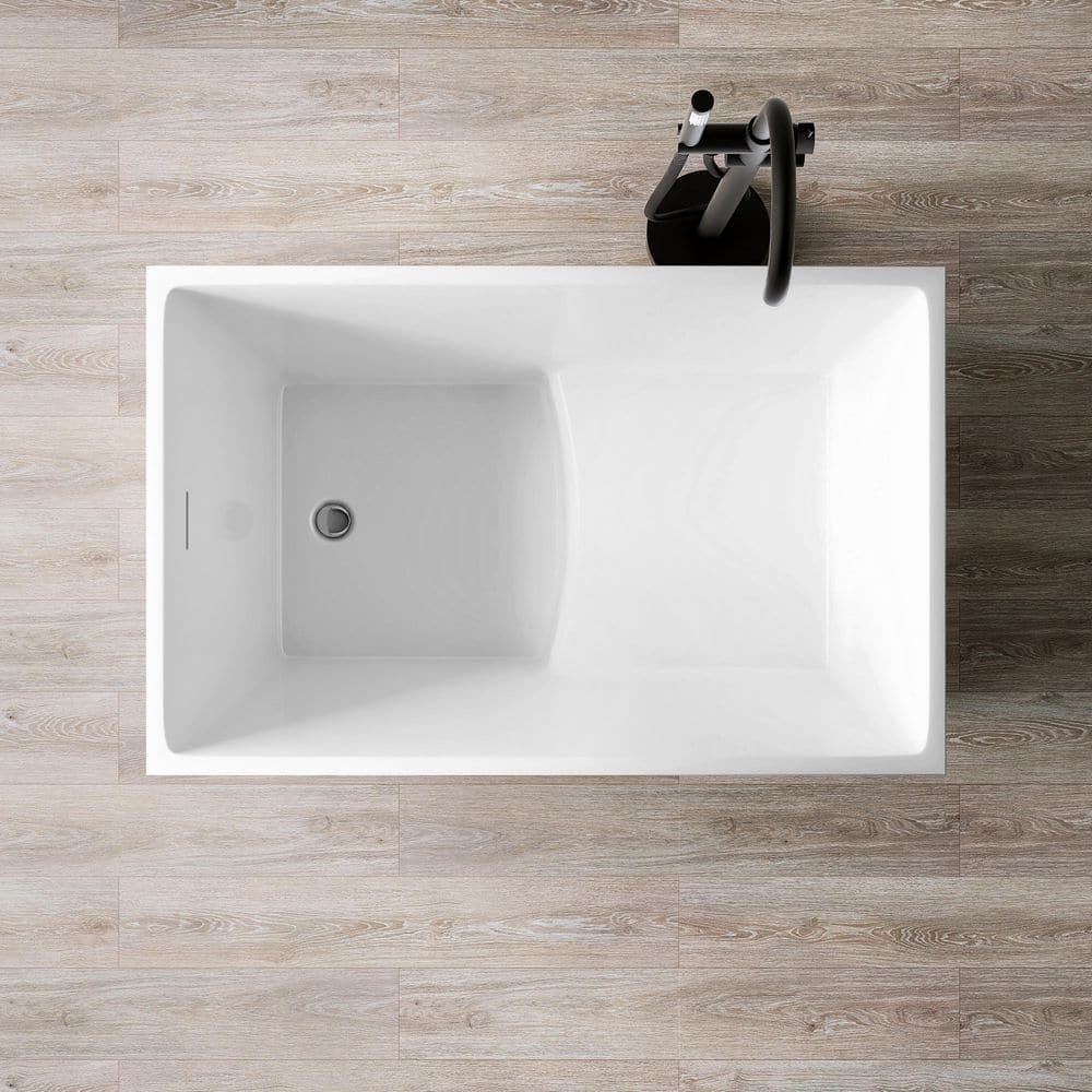 MEDUNJESS Ivan 28 in. Small Acrylic Flatbottom Freestanding Japanese Soaking Bathtub with Seat (3)