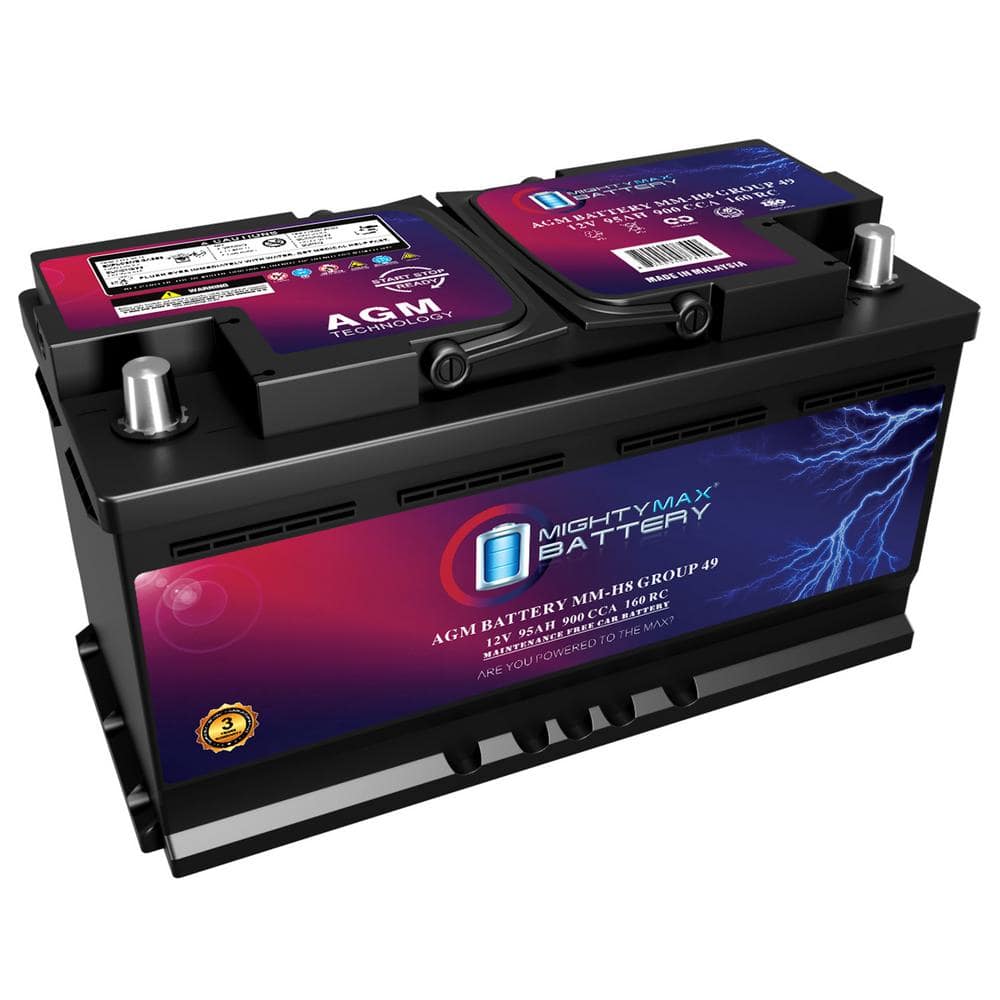 MIGHTY MAX BATTERY MM-H8 Group 49 12-Volt 95Ah 160RC 900CCA Replacement Battery Compatible with BMW X3 04-24 (1)