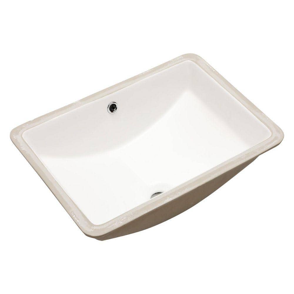 YSQCAR 18.5 in. Undermount Rectangular Bathroom Sink in White Ceramic with Overflow (3)
