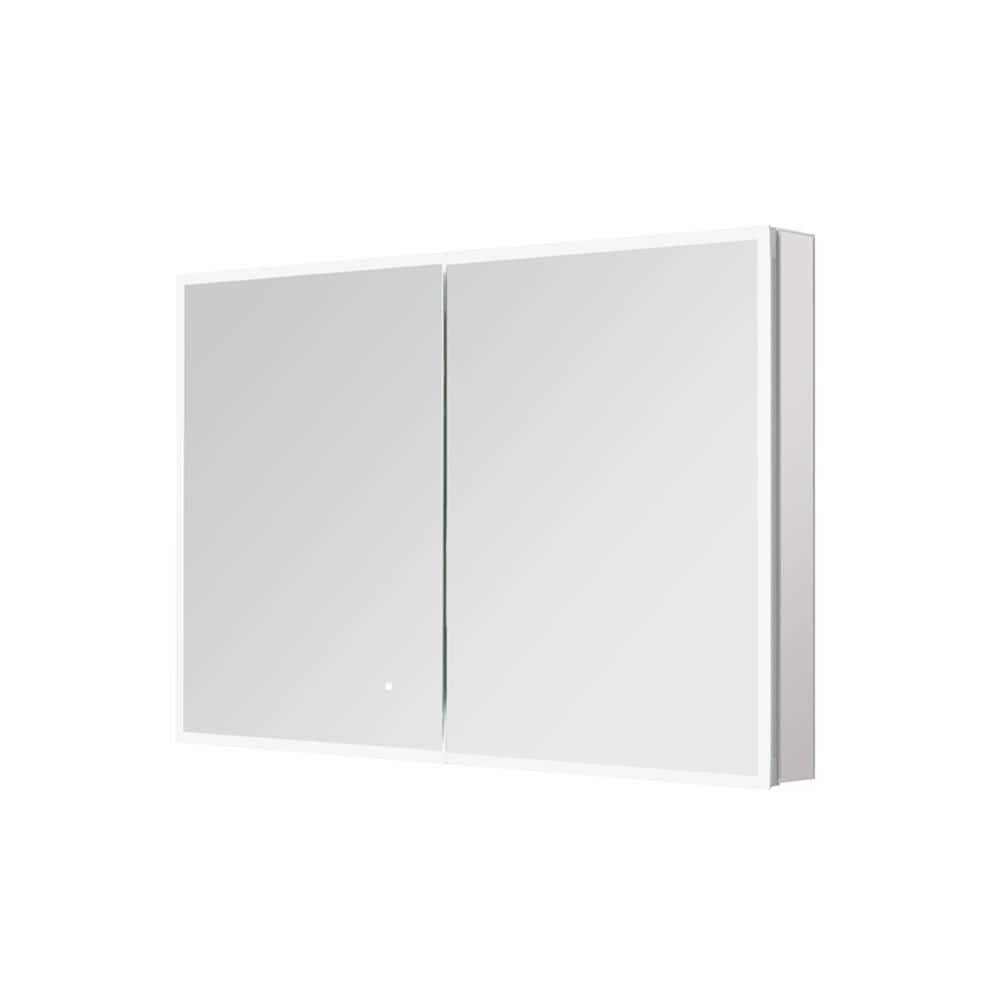 Aquadom Edge Royale 48 in. W x 32 in. H Rectangular Medicine Cabinet with Mirror, Bi-view Door, LED Lighting, Mirror Defogger