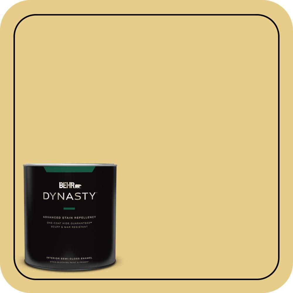 BEHR DYNASTY 1 qt. #T12-6 Lol Yellow Semi-Gloss Enamel Interior Stain-Blocking Paint and Primer
