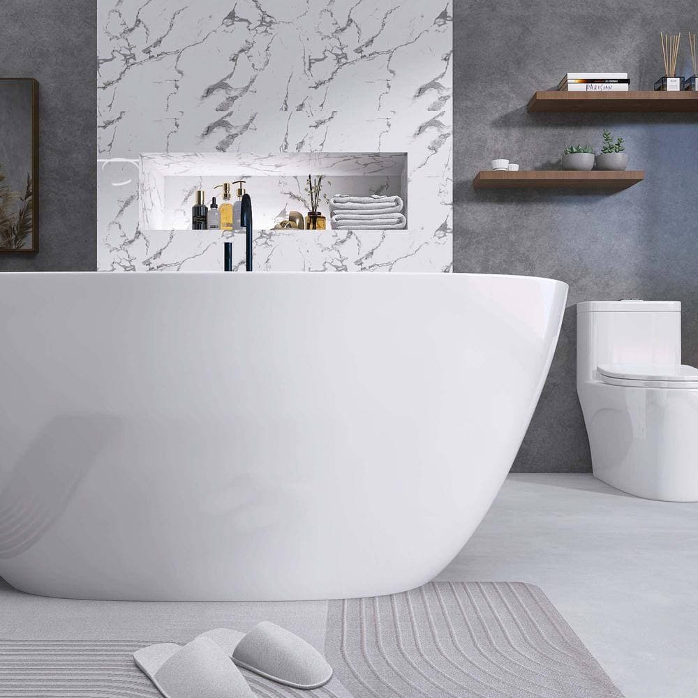 Boosicavelly W 30 in. D 23 in. H Acrylic Freestanding Soaking Bathtub with Center Drain (4)