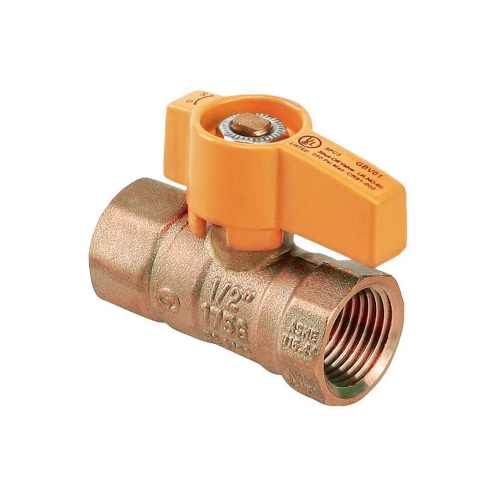 PLUMBFLEX Brass Gas Ball Valve with Yellow Aluminum Alloy Handle (Pack of) (4)