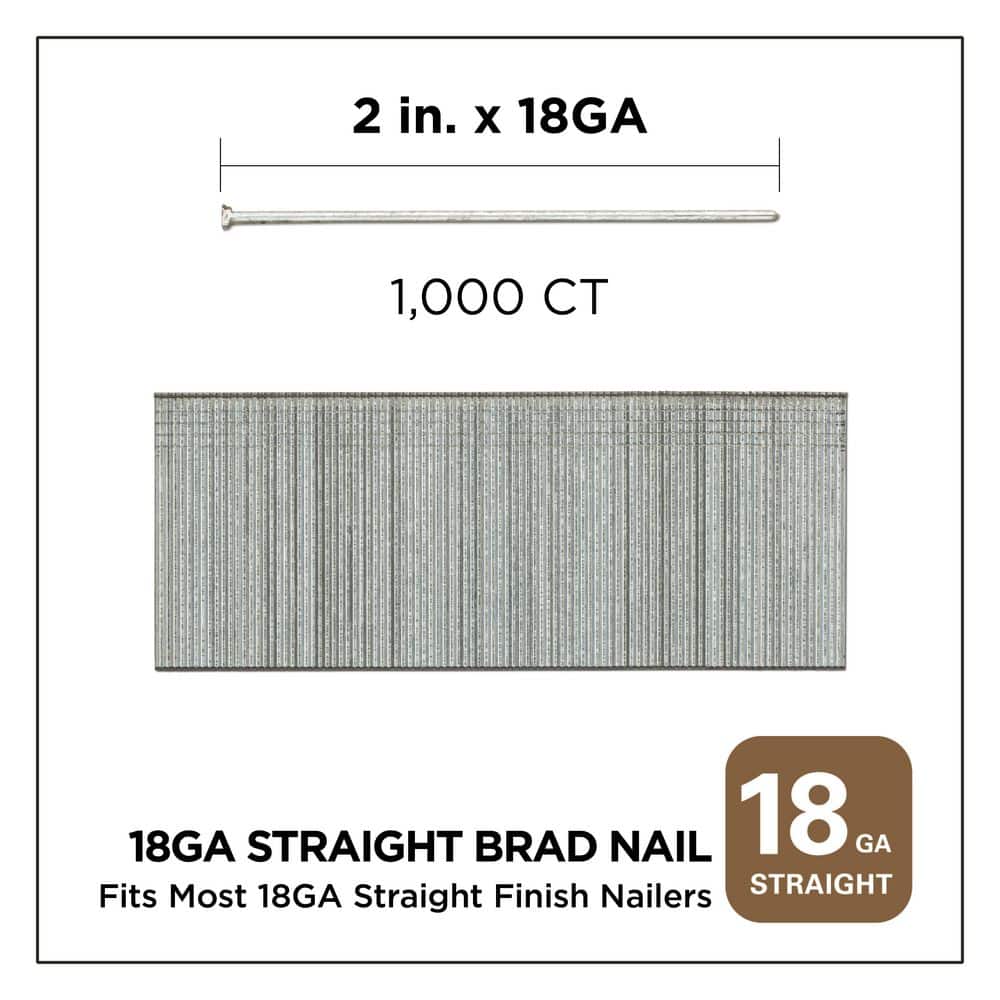 PRO-FIT 2 in. x 18GA Straight Electrogalvanized Collated Brad Nails (1000-Per Box) (2)
