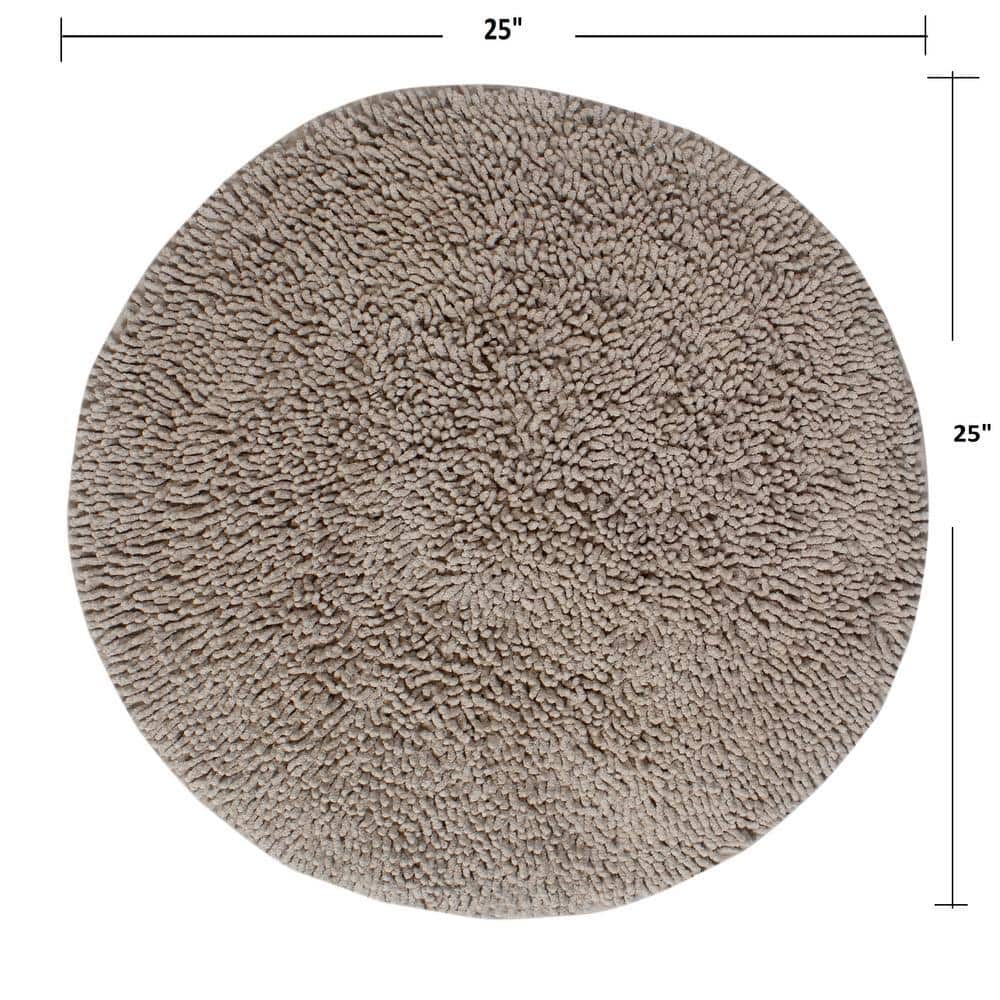 HOME WEAVERS INC Fantasia Collection 100% Cotton Tufted Non-Slip Bath Rugs, 25 in. x25 in. Round, Linen (2)