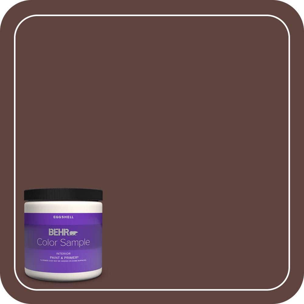 BEHR PREMIUM PLUS 8 oz. #MQ1-54 Death By Chocolate Eggshell Enamel Interior Paint & Primer Color Sample