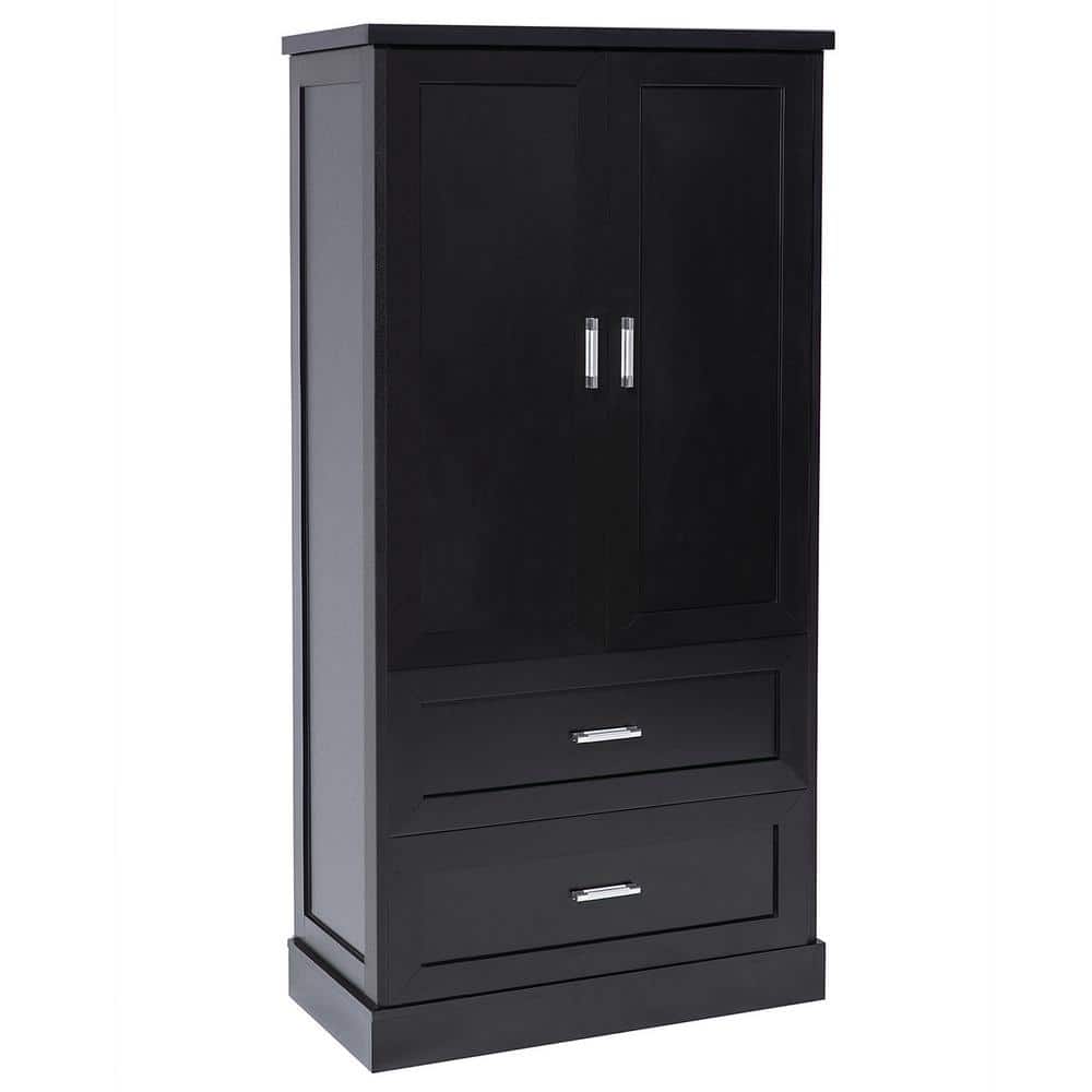 Unbranded 31.3 in. W 16 in. D 64 in. H MDF Board Linen Cabinet with Two Doors and Drawers, Adjustable Shelf