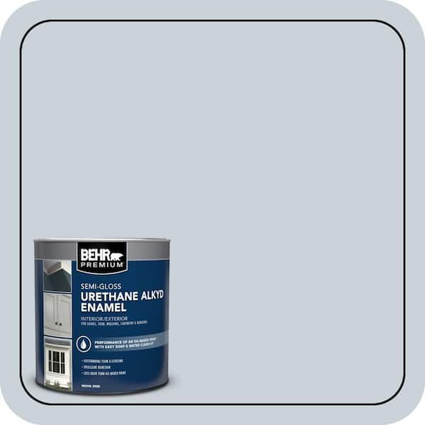 BEHR PREMIUM 1 qt. #N480-1 Light Drizzle Semi-Gloss Enamel Urethane Alkyd Interior/Exterior Paint (2)