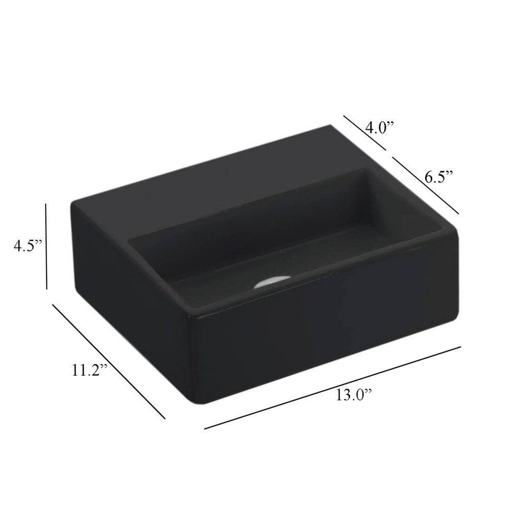 WS Bath Collections Quattro 30 BM Wall Mount / Vessel Bathroom Sink in Matte Black without Faucet Hole (2)