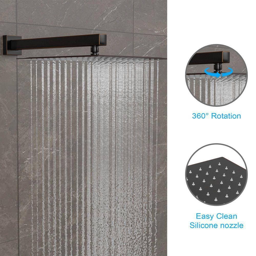 Logmey Single Handle 3-Spray Shower Faucet 1.8 GPM with Tub Filler, Pressure Balance, Anti Scald in Oil Rubbed Bronze (3)