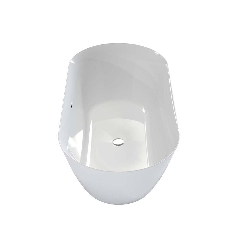 INSEEDE SORA 60 in. Oval Spa-Like Freestanding Soaking Tub, Gloss White Acrylic with Overflow & Pop-Up Drain (3)
