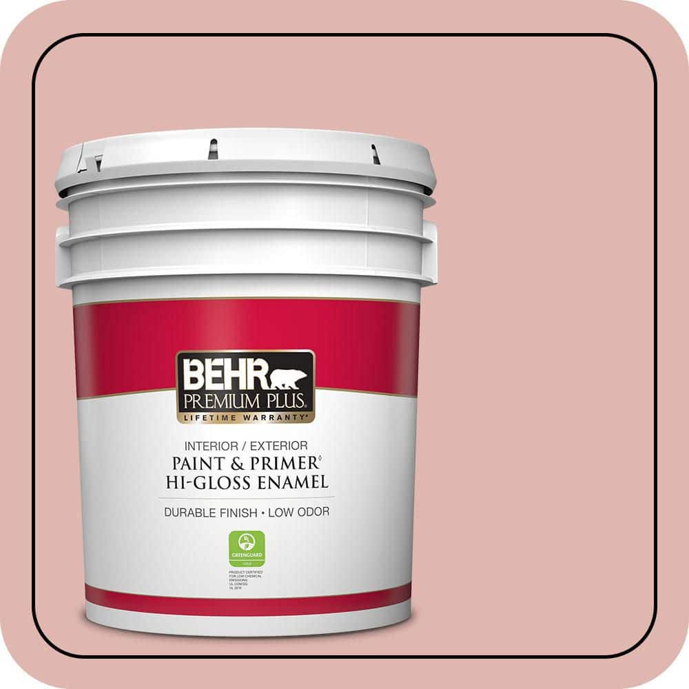 BEHR PREMIUM PLUS 5 gal. #S160-2 Pink Quartz Hi-Gloss Enamel Interior/Exterior Paint & Primer