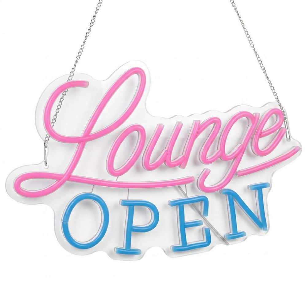 Afoxsos Lounge Open Neon Sign Series Pink Blue LED Acrylic Dimmable Wall Light Business Bar Nightclub Salon Decor (1)
