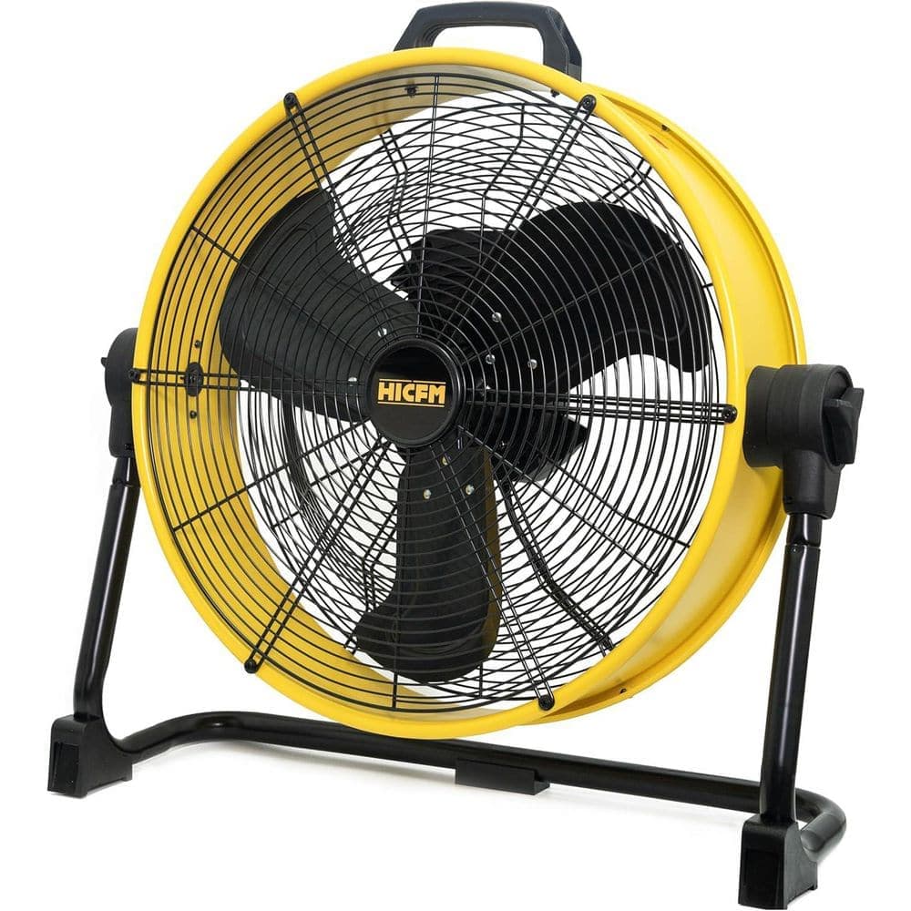 Unbranded 20" Black DC Motor Drum Fan, 6100 CFM High-velocity, 180° Pivoting Head, 3-speed 1/12 HP, Large Airflow, UL Listed