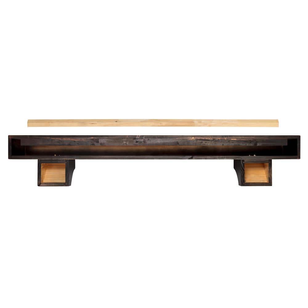 Pearl Mantels 5 ft. Dark Roast Distressed Cap-Shelf Mantel (2)