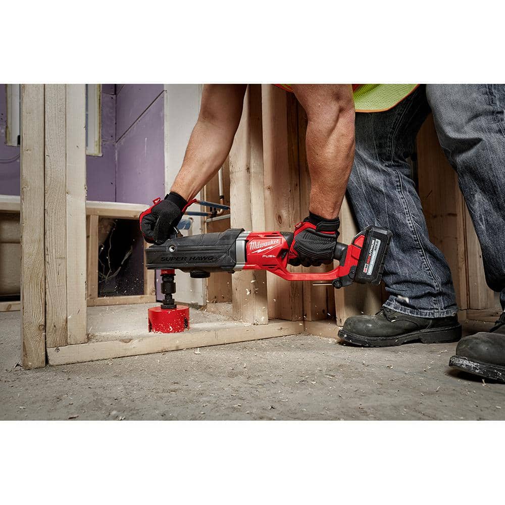 Milwaukee M18 FUEL 18-Volt Lithium-Ion Brushless Cordless GEN 2 SUPER HAWG 7/16 in. Right Angle Drill with M18 FUEL Hackzall (3)