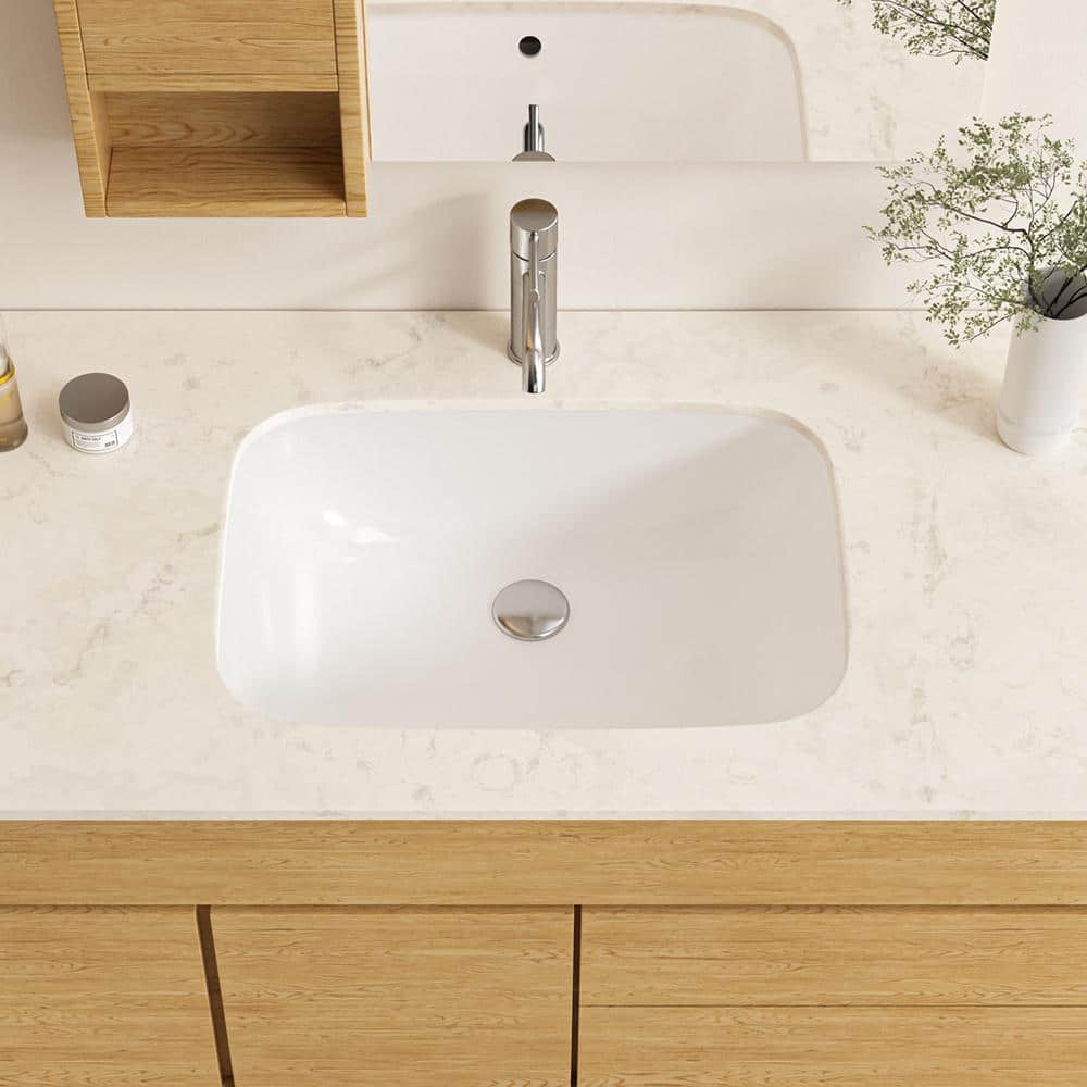 Glacier Bay 22 in. Ceramic Undermount Bathroom Sink with Overflow Drain (4)